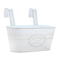 Ioensy - Maceta De Barandilla Para Balcón, Maceta Colgante, Cubo, Maceta De Ventana De Hierro De Metal, Caja Blanca