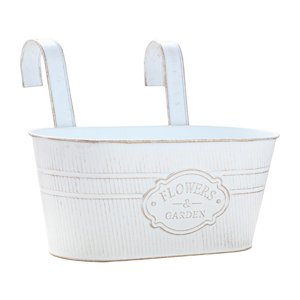 Ioensy - Maceta De Barandilla Para Balcón, Maceta Colgante, Cubo, Maceta De Ventana De Hierro De Metal, Caja Blanca