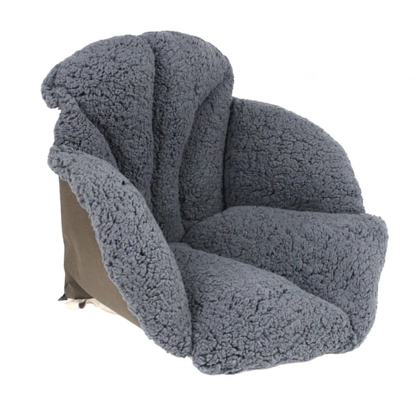 Cojín de felpa para silla con soporte lumbar, cojín de asiento, cojín de asiento de silla de escritorio, cojín de silla para decoración de habitación, Gris
