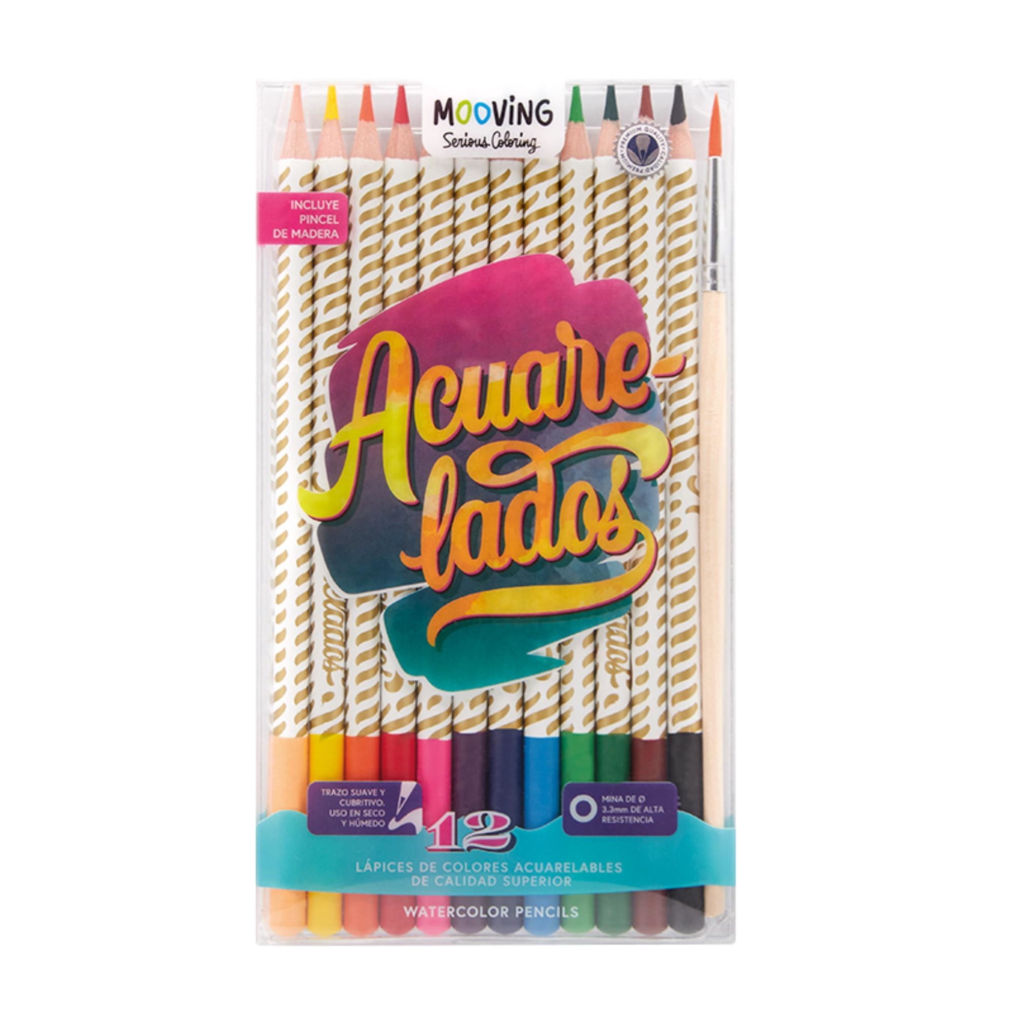 Estuche 12 Lapices Colores Acuarelables Mooving