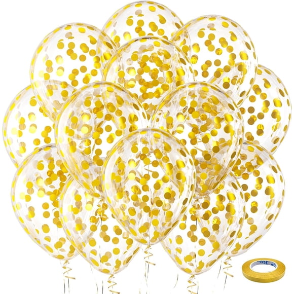 Bezente Gold Confetti Latex Party Balloons 60 Pack 12 inch