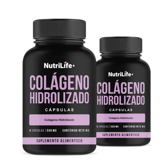Pack 2 Colágeno Hidrolizado 180 Capsulas 500mg Nutrilife+ Sin Sabor