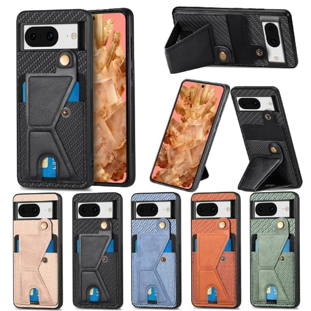 Funda Resistente para Google Pixel 8 con Tarjetero y Soporte, Diseño Magnético Negro