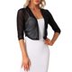 thumbnail image 4 of INSPIRE CHIC Boleros de Malla Transparente para Mujer, Chaquetas de Manga 3/4, Cárdigan Corto Ligero Negro Talla S, 4 of 6
