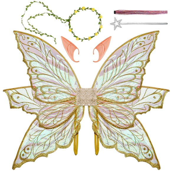 Juego de mariposas doradas Fairy Wings VersaCharm, tamaño grande, 86 x 64 cm