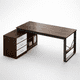 thumbnail image 1 of Escritorio En L Con 3 Cajones Y 2 Repisas Dark Wood, 1 of 8