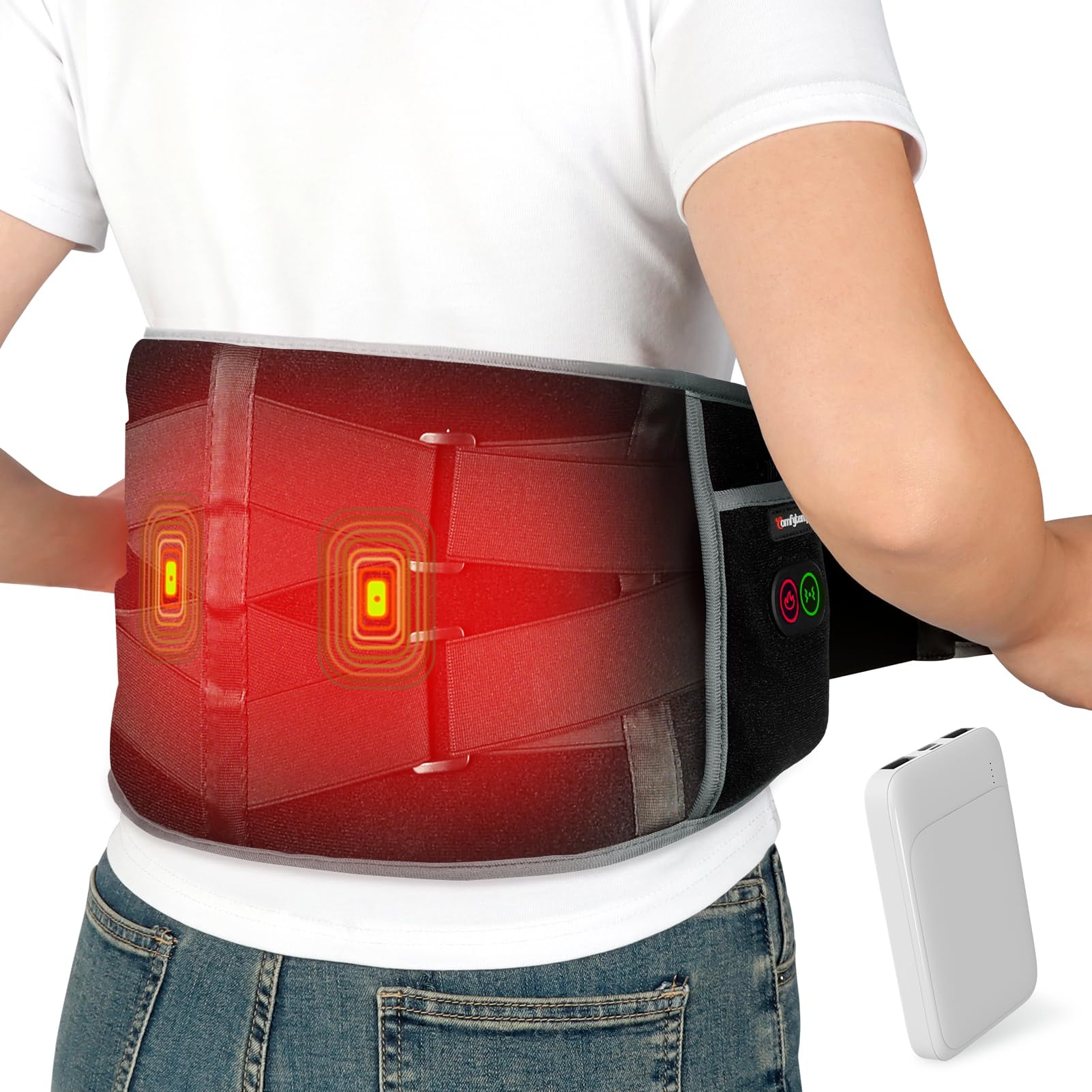 Almohadilla Térmica Con Masajeador Inalámbrico Comfytemp Para El Dolor De Espalda