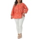 thumbnail image 2 of Agnes Orinda Women's Plus Size Día de San Patricio Blusa de Lunares de 3/4 Mangas Casual Túnica Cuello Redondo Camisas 4X Naranja, 2 of 6