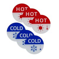 Magideal - 6 Señales De Frío Y Calor, Etiqueta De Frío Caliente, Duradera, Fácil De Usar, Autoadhesiva Acrílica Redonda Para Grifos De Baño Kichen, Fregadero, Re