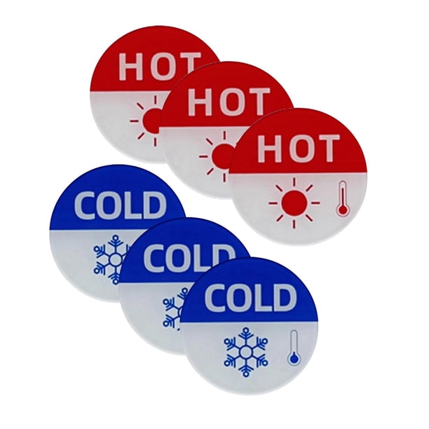 6 señales de frío y calor, etiqueta de frío caliente, duradera, fácil de usar, autoadhesiva acrílica redonda para grifos de baño Kichen, fregadero, re