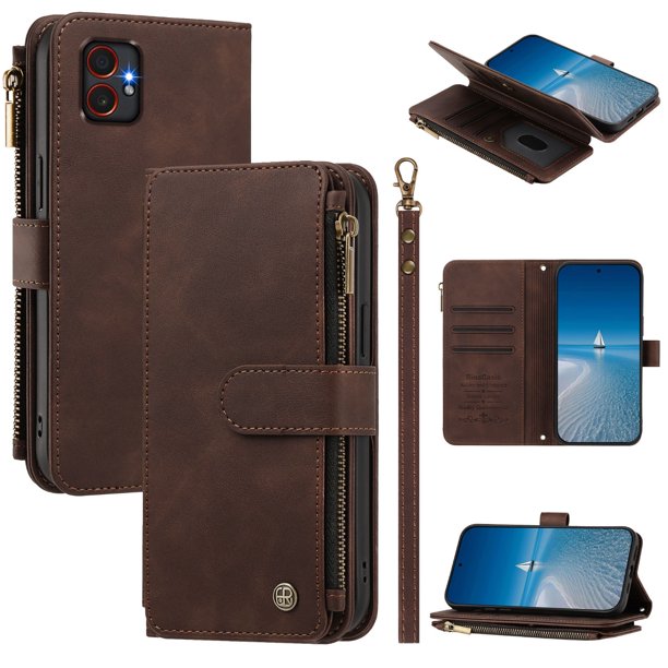 Funda Samsung Galaxy XCover 7 Pro con Cremallera, Marrón