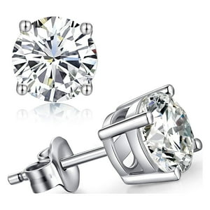 Aros Paris Jewelry 14K White Gold 8Mm Round Created White Diamond