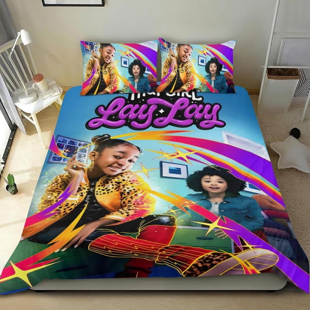 Esa Chica Lay Lay Conjunto de sábanas temático, trío de piezas, cómodo y amigable con la piel, diseño único, regalo de decoración para el hogar para familiares, amigos y fans, 90 cm * 190 cm