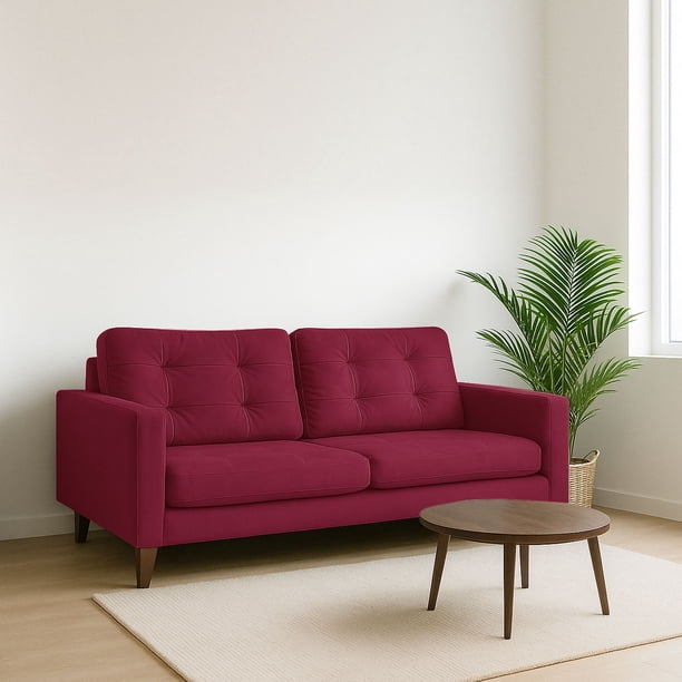 Sofa Napoles 2C Tela Velvet Burdeo