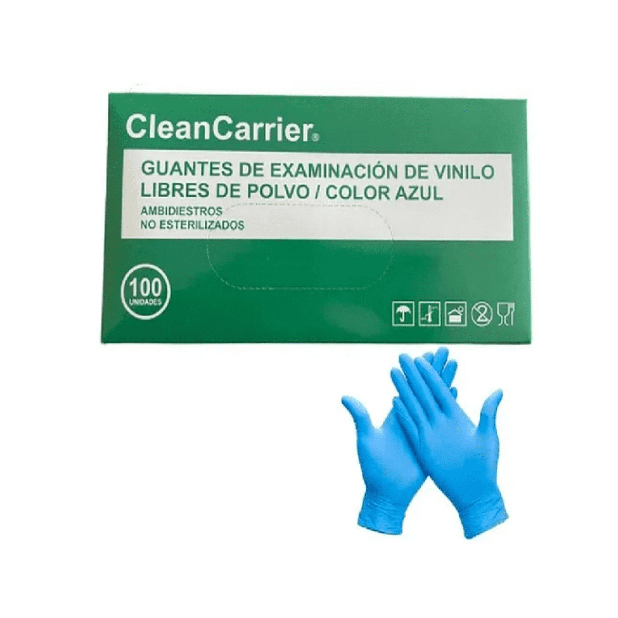 Cleancarrier - Guantes Vinilo Azul Talla M Caja X 100 Uds.
