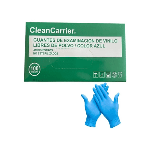 Cleancarrier - Guantes Vinilo Azul Talla L Caja X 100 Uds.