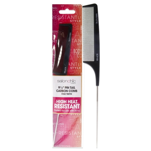 Peine Salonchic Carbono Con Cola De Alfiler Dientes Finos Resistente Al Alto Calor