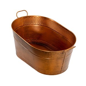 Magideal - Cubo Para Bebidas, Recipiente Para Cubitos De Hielo Con Asas De Transporte, Bañera Ovalada Galvanizada Resistente Para Bebidas, Bañera De Cerveza Para