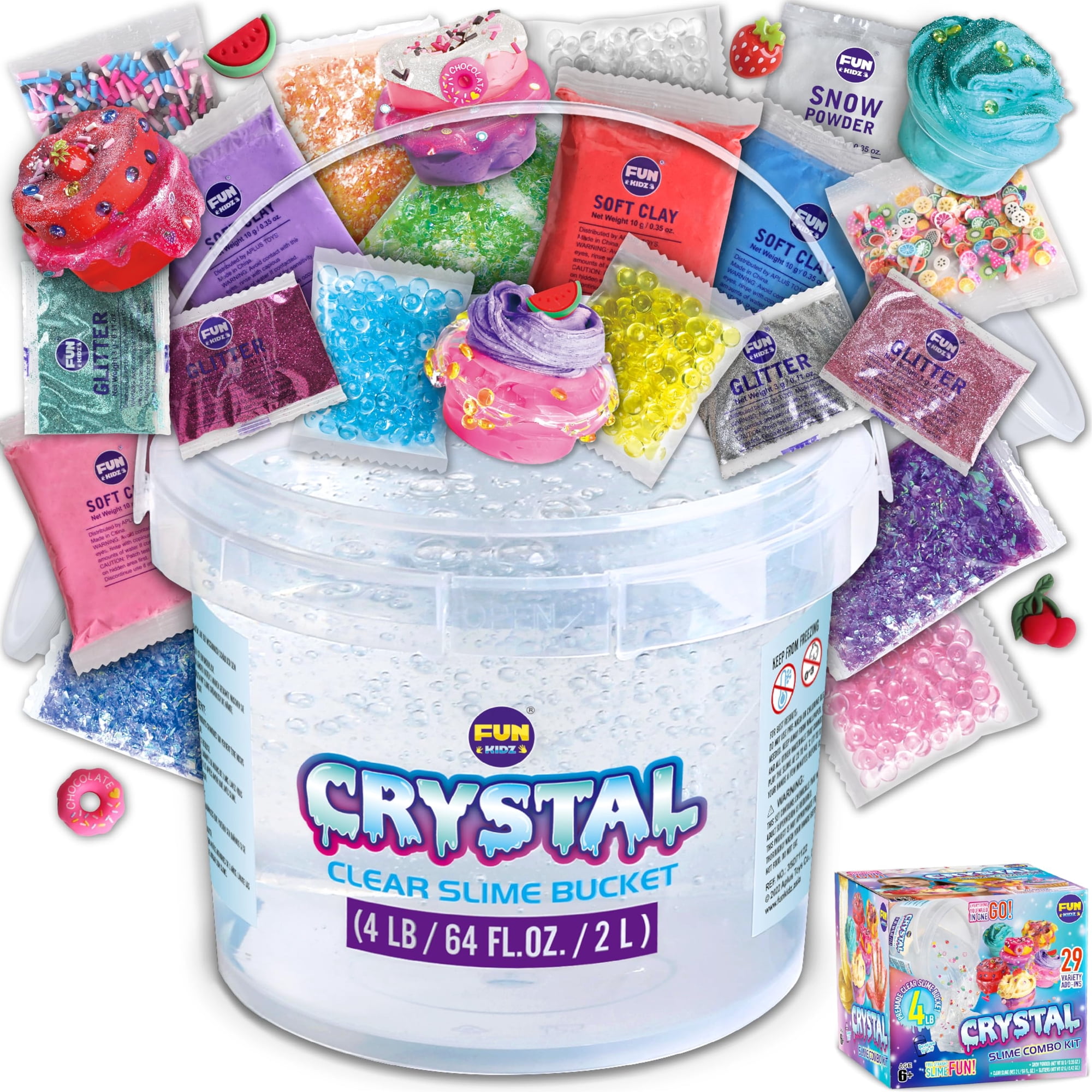 Slime Toy Fun Kidz, Enorme, Transparente Y Cristalino, 1,8 Kg Con 2 Litros Prefabricado