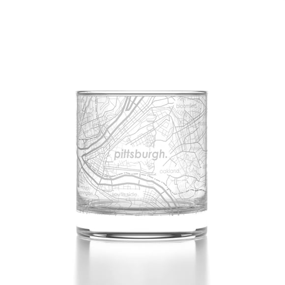 Vaso de Whisky Well Told con Mapa de Pittsburgh, Pennsylvania 325 ml