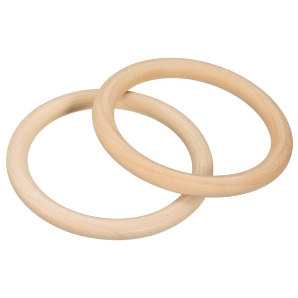 2Pack 100mm(4") Anillos de Madera Natural, Círculos de Madera Suaves sin Terminar de 10mm