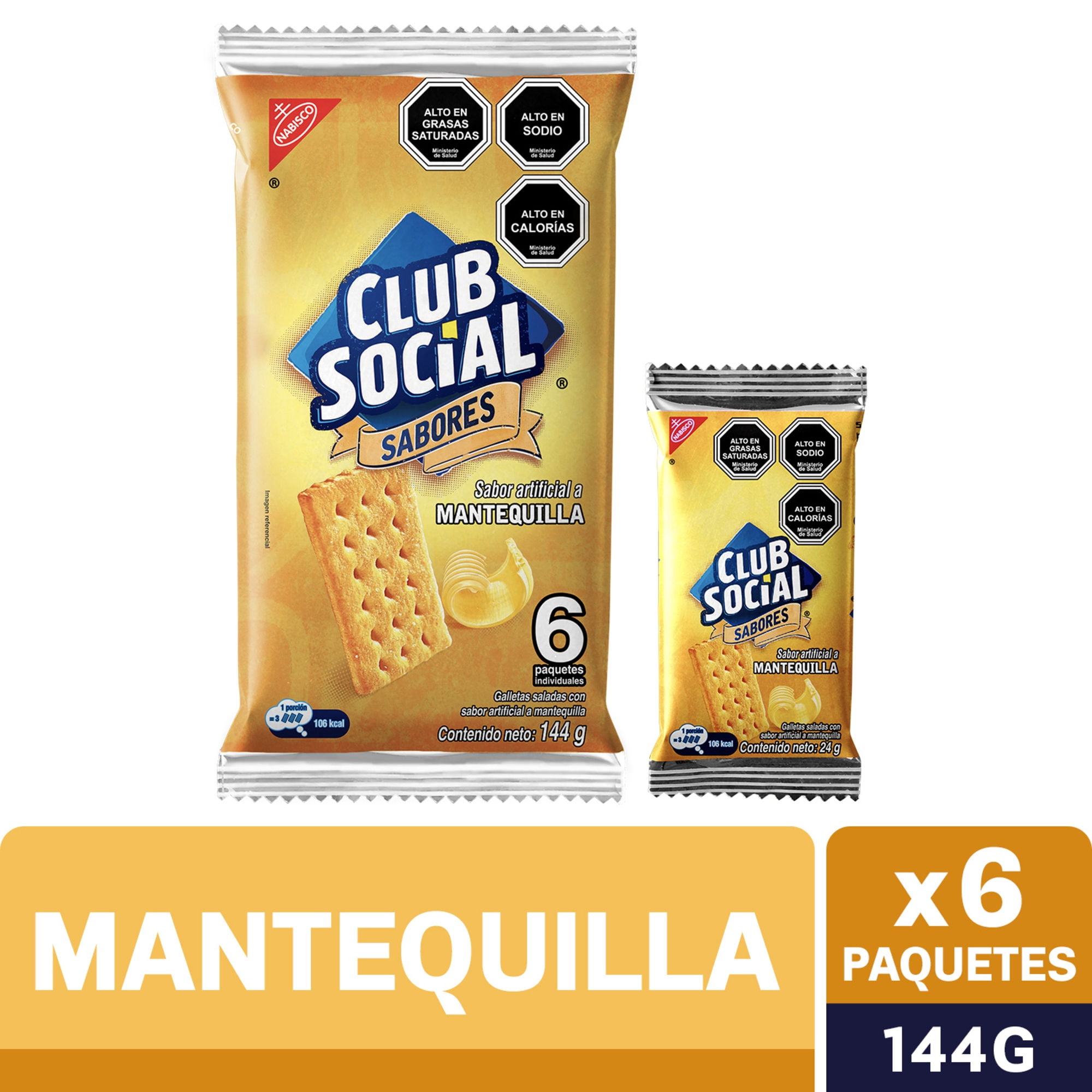 Paquete Galletas Saladas Mantequilla Pack 6un. 144 g Club Social