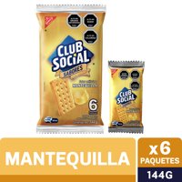 Paquete Galletas Saladas Mantequilla Pack 6Un. 144 G Club Social