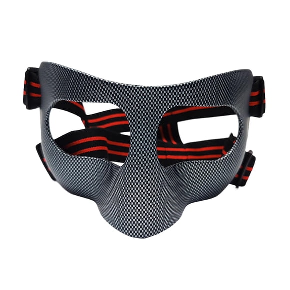 Mascarilla facial para nariz rota, protector nasal, protector facial, para fútbol, deportes, baloncesto, fútbol juvenil, gimnasio, ejercicio, boxeo. banda roja negra