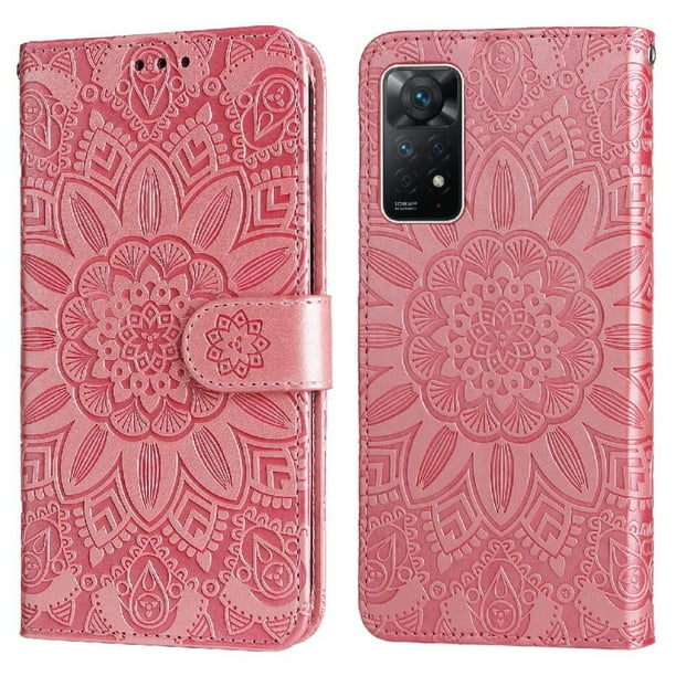 Funda tipo cartera FOXDOCK para Xiaomi Redmi Note 12 Pro 4G , diseño girasol en relieve, cuero PU, cierre magnético, soporte y tarjetero