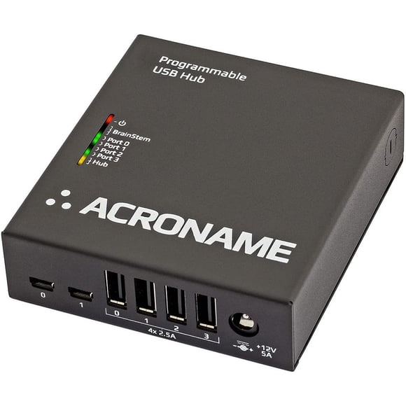 Concentrador USB industrial programable Acroname USBHub2x4 con alimentación
