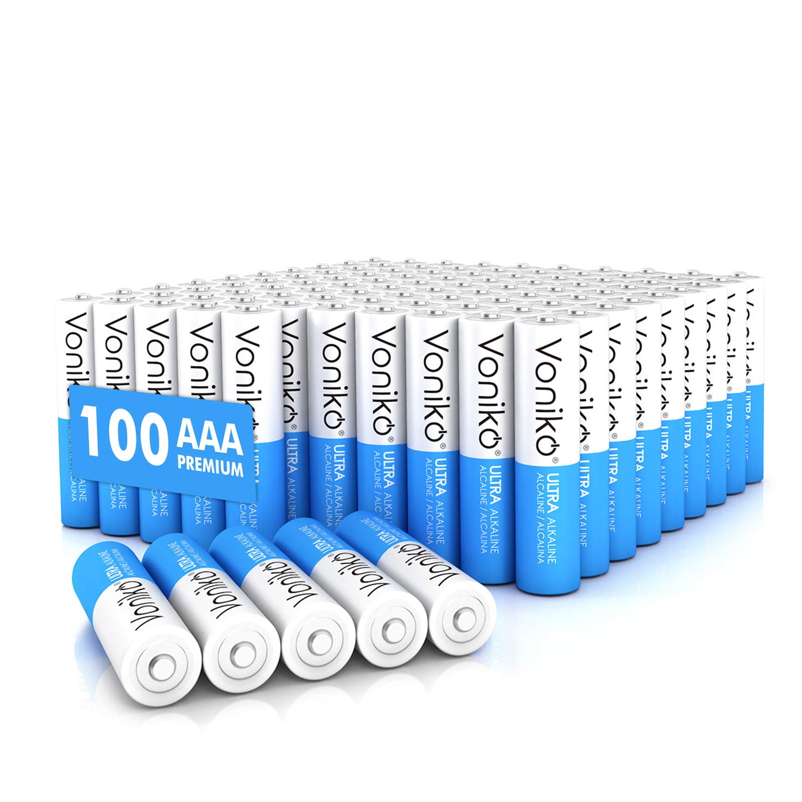 Batería Voniko Aaa Alcalina De 1,5 V, Paquete De 100 Unidades, 10 Años De Vida Útil