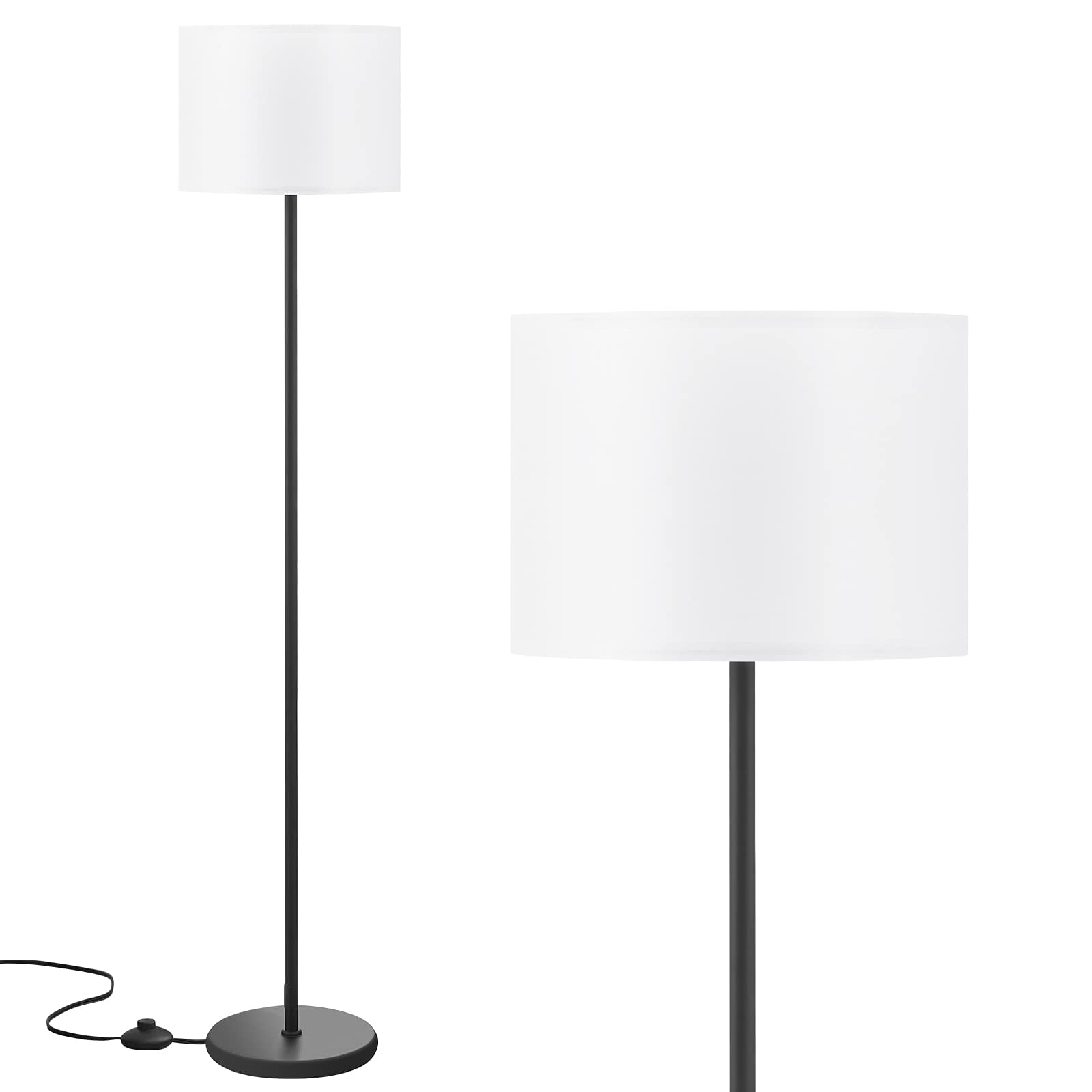 Lámpara De Pie Led Ambimall, Diseño Simple Con Pantalla Blanca