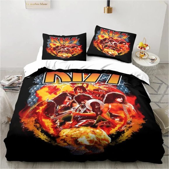 Rock Band KISS Band Bedding Set Duvet Cover Bed Set Quilt Cover Pillowcase Comforter Size Boys Adult Bedding Bed Sheets
