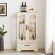 thumbnail image 3 of Glass Cabinet Lighted Glass Cabinet Curio Display Cabinet with Adjustable Glass Shelves 2 Doors and 1 drawer Cabinet Bulb Included White, 3 of 3