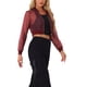 thumbnail image 4 of Chaqueta Bomber Crop INSPIRE CHIC para Mujer de Malla Transparente Ligera con Mangas Largas M Burdeos, 4 of 6