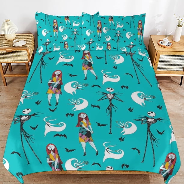 Nightmare Before Christmas Bedding Set Duvet Cover Comfortable and Lightweight Cartoon Bedding 3 Piece Bed Set