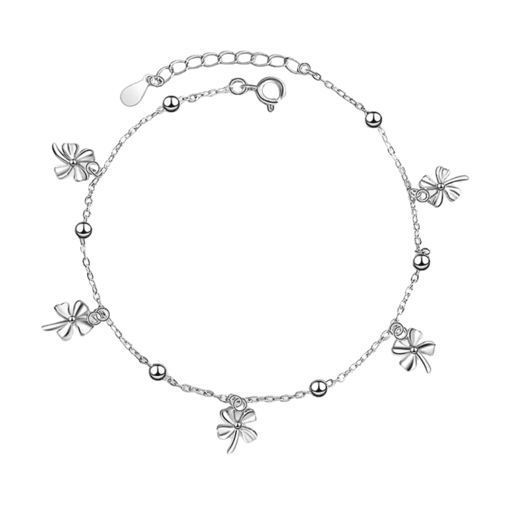 Fershop - Tobillera Cadena Con Esferas Y Trebol Colgantes