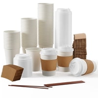 [Tazas De Café] Tazas De Café De Papel Jolly Party De 350 Ml Con Tapa, Paquete De 100