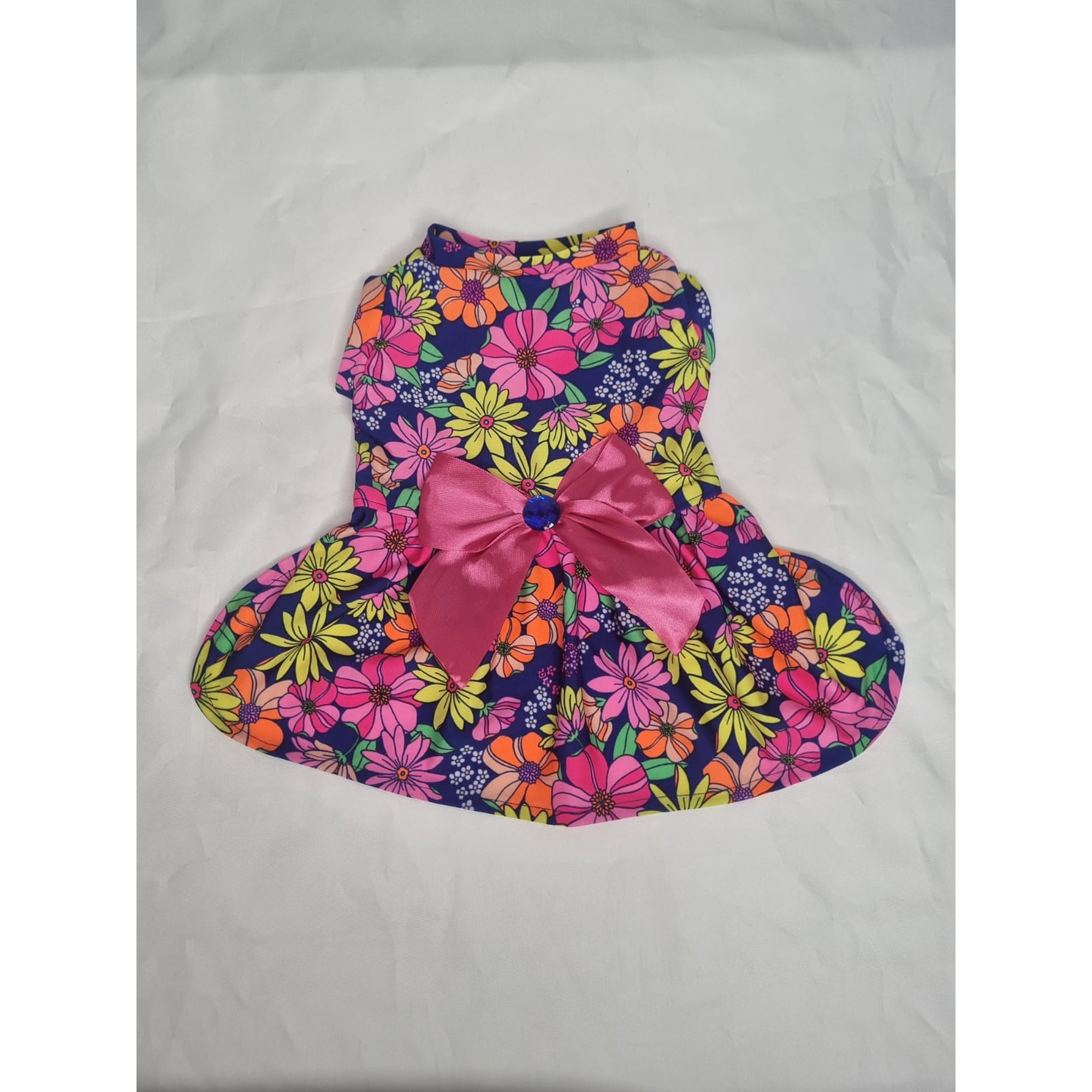 Vestido mascota flores fluor talla L