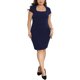 thumbnail image 1 of Agnes Orinda Vestido de Trabajo Escolar Universitario para Mujer Talla Grande Cuello Cuadrado Manga Corta Cremallera Trasera Vestido Ajustado Formal de Negocios Oficina Lápiz 1X Azul Marino, 1 of 6