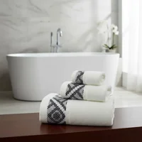 Casadeliacl - Toallones De Baño Teng Fei 70 Cm, Set De 3 Unidades Blanco Con Diseño Rayas