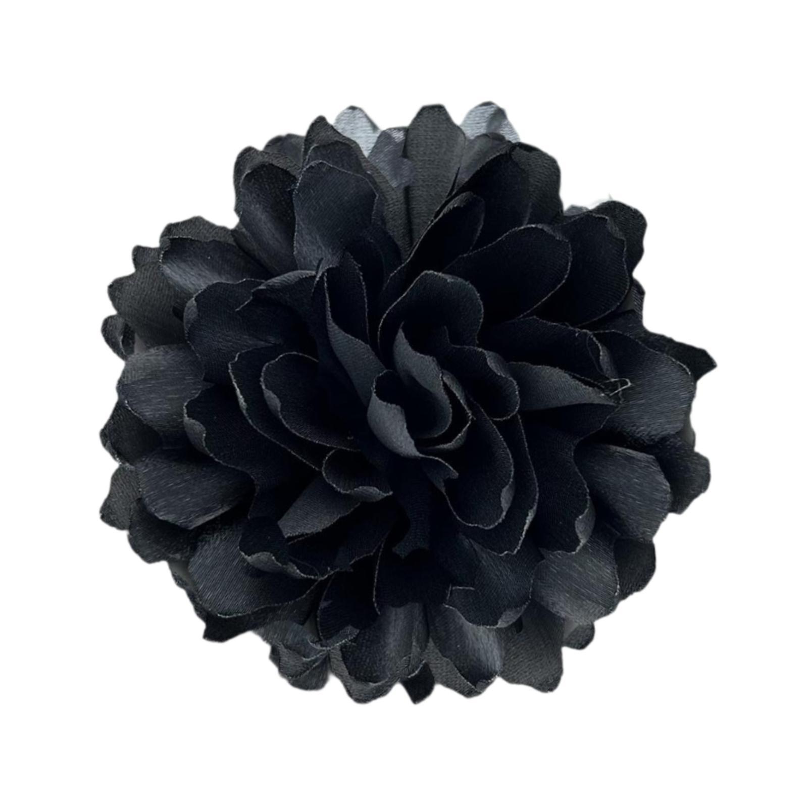Magideal - Broche De Flor De Camelia De Satén, Pin De Flor Para Mujeres Y Niñas, Elegante Pinza Para El Pelo Con Flores, Boutonniere Para Regalos De Joyería Para Negro