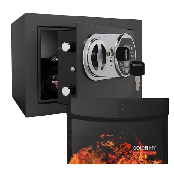 Caja fuerte ignífuga Goldenkey pequeña para el hogar, 6.69 x 9.05 x 6.69 pulgadas