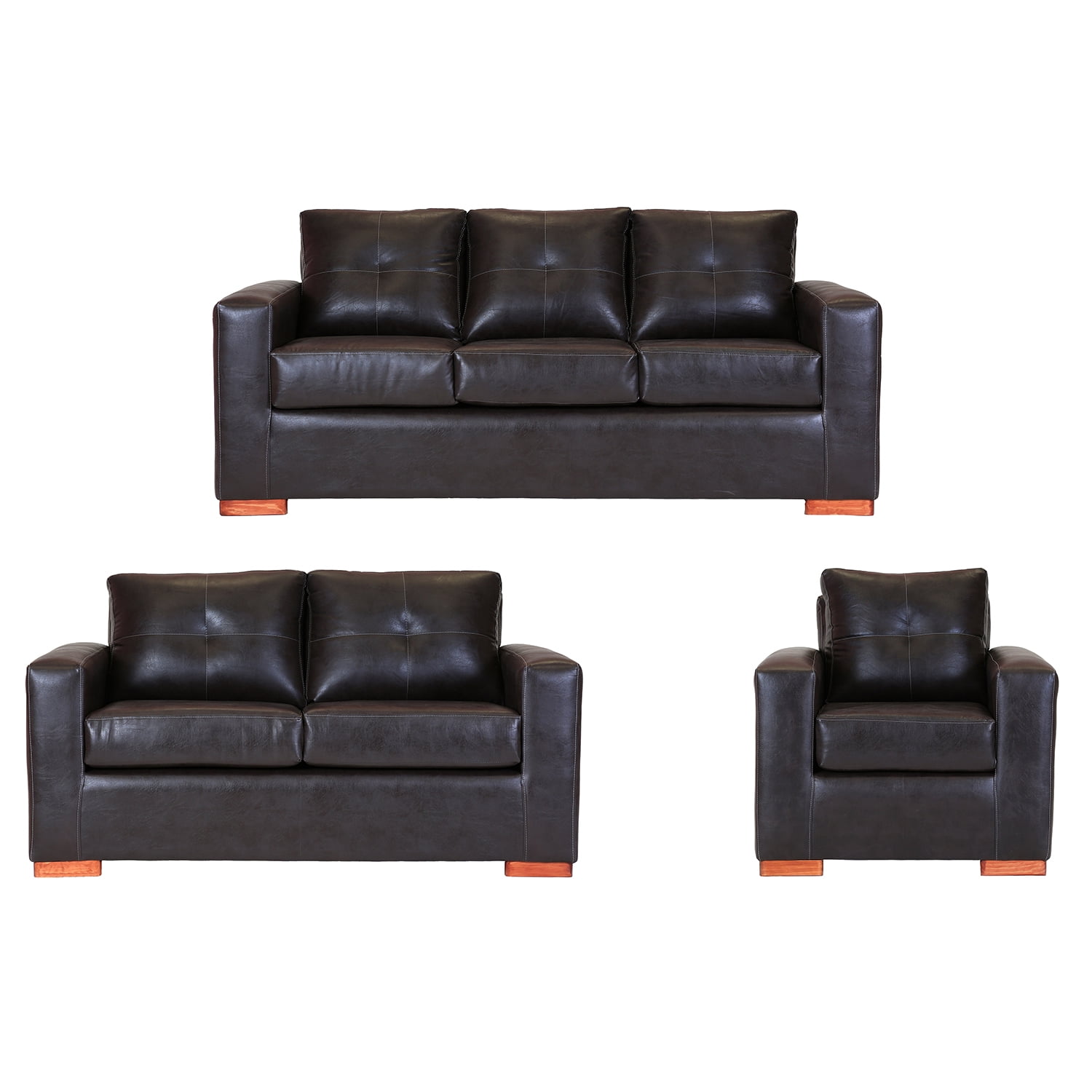 Muebles Altiro - Sofá Israel 321 - Cuero Sintético Pu Café Moro