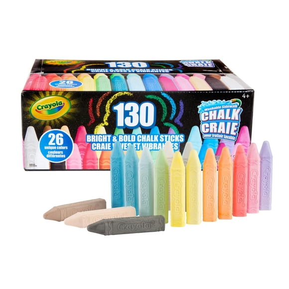 Colección Crayola de tizas para aceras para exteriores, 130 unidades, lavables