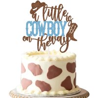 Domoo Of Dreams - Papel Con Purpurina Azul Para Decoración De Tartas, Estilo Vaquero, Baby Shower