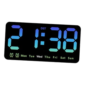 Bothyi - Reloj Digital De Escritorio Reloj De Pared Con Calendario De Fecha Moderno Para Dormitorio Sala De Festivales Azul