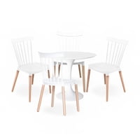 Klik Muebles - Comedor Mesa Tulip Blanca 80Cm + 4 Sillas Windsor Blanca