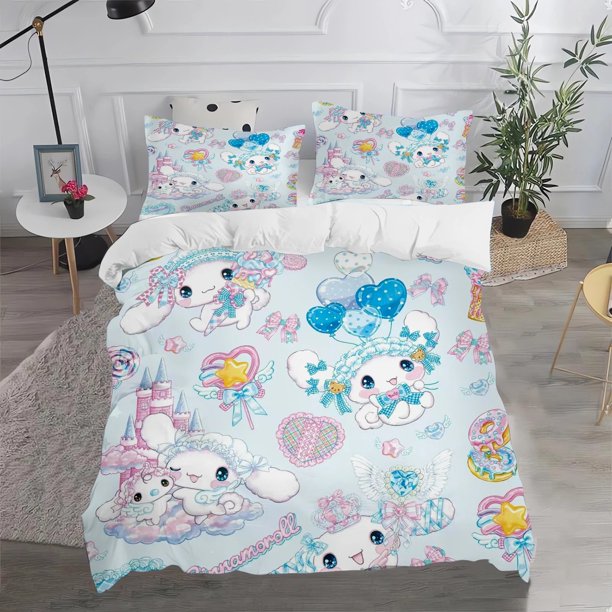 New Sanrio Big Eared Dog Cartoon Bedding Set Super soft and comfortable 100% polyester/cotton trim 3D digital printing gift Bed Sheets