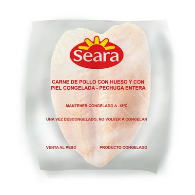 Pollo Pechuga Con Hueso Y Piel Congelada 800 G Seara